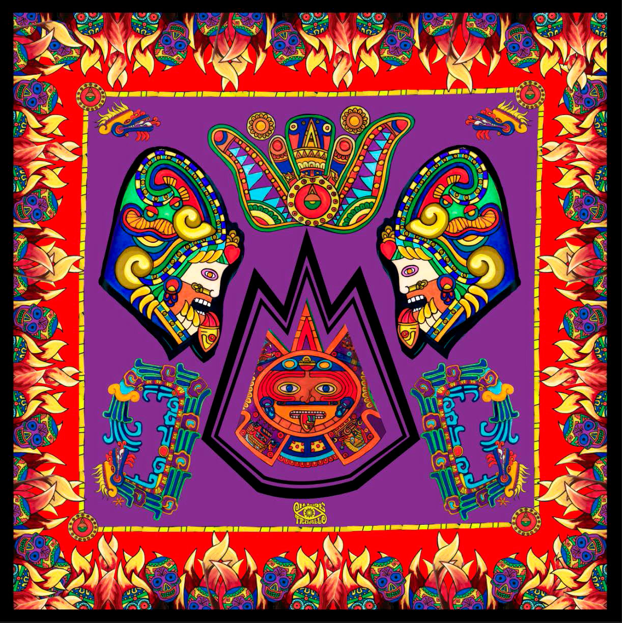 Aztec Purple Foulard l 90 x 90