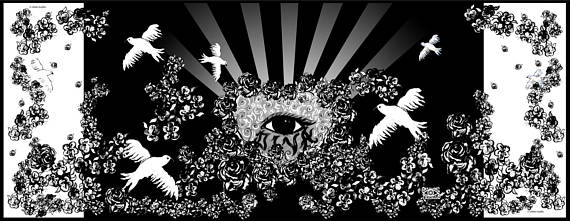 Mystic Black & White Foulard  180 x 70