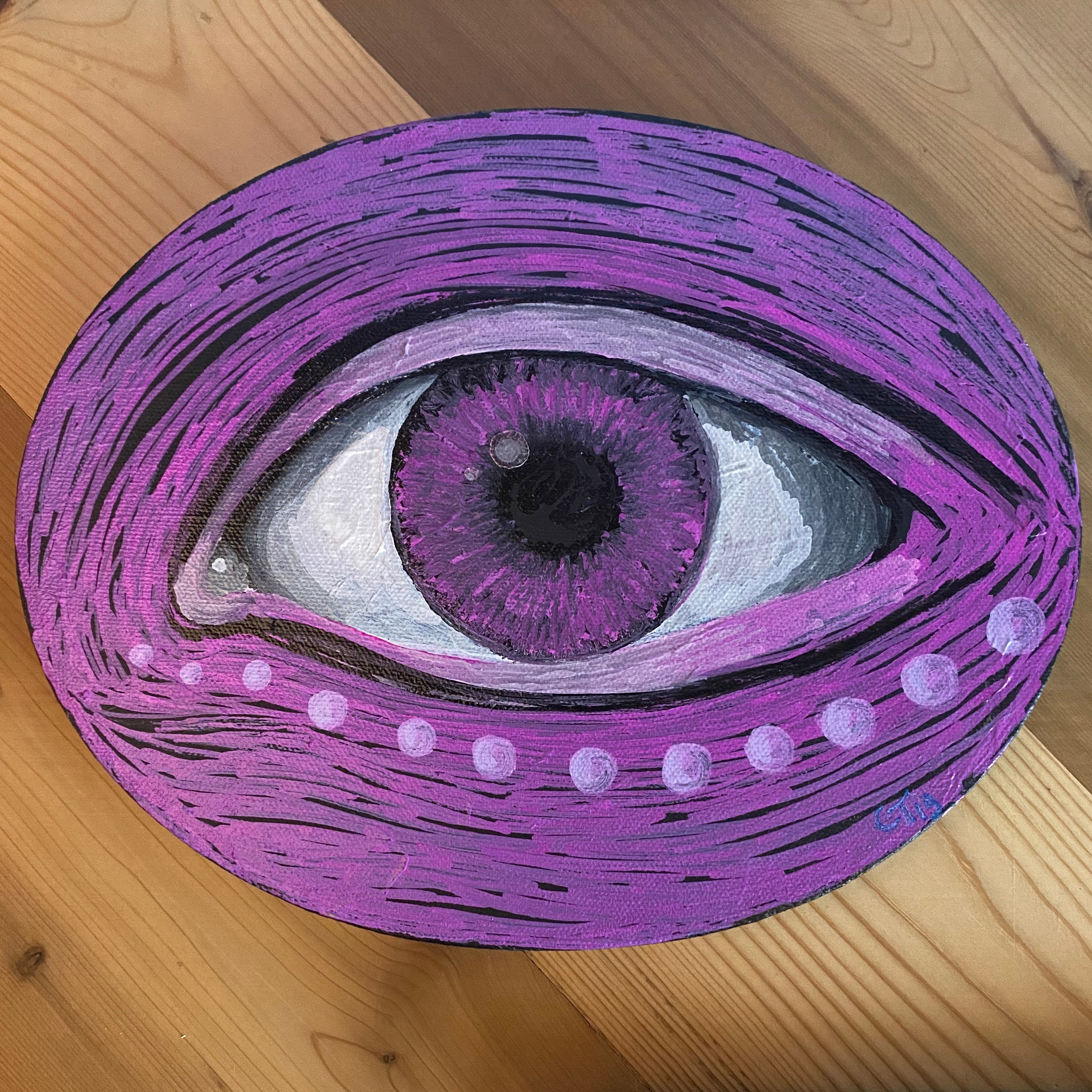 Purple Eye, Oval Canvas, by Chloe Trujillo