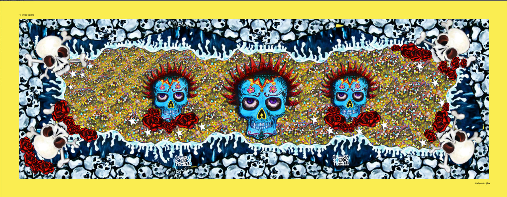 Skulls Yellow Foulard 180 x 70